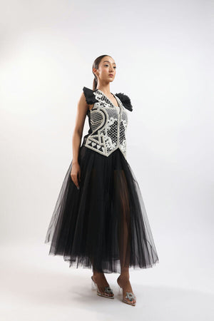 BLACK WAIST COAT AND SKIRT-   PS 06