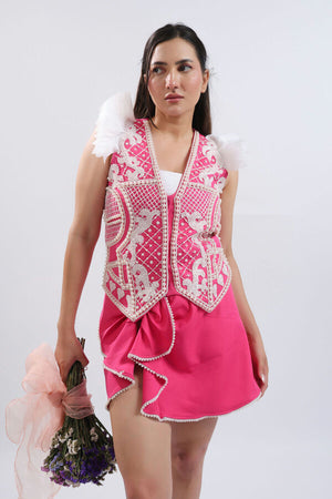 PINK WAIST COAT AND SKIRT-   PS 05