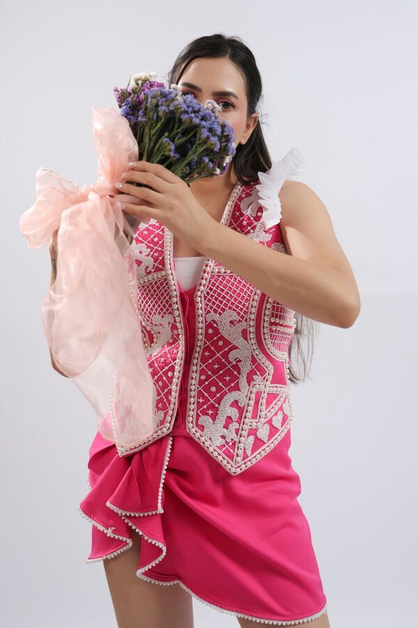 PINK WAIST COAT AND SKIRT-   PS 05