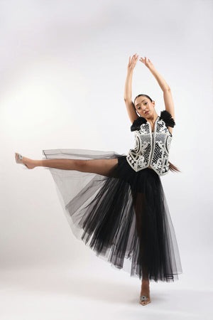 BLACK WAIST COAT AND SKIRT-   PS 06