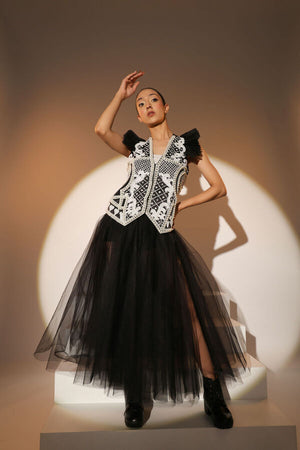 BLACK WAIST COAT AND SKIRT-   PS 06