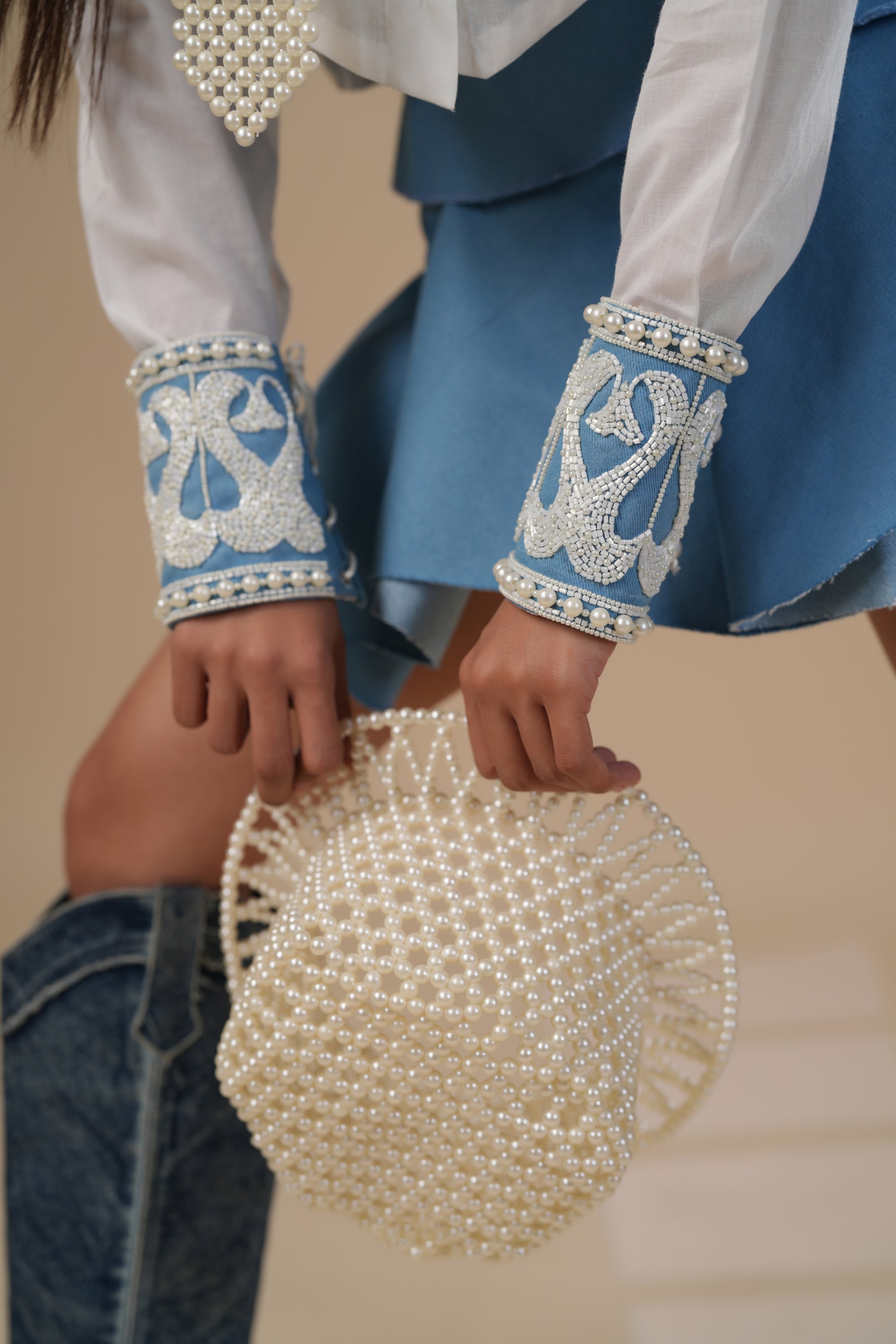 DENIM PEARL CUFFS-   PS 31