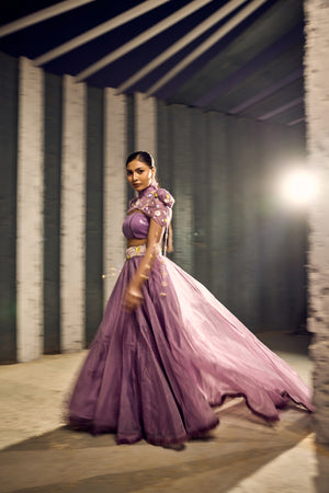 PURPLE  TUBE TOP WITH CAPE AND SKIRT -   SOT 10