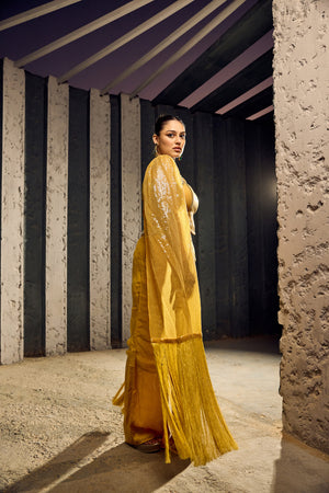 YELLOW CORSET WITH SATIN PANTS  AND SHORT SHRUG -   SOT 12