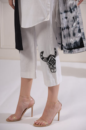 Black Embroided Long Jacket Set-   Z7