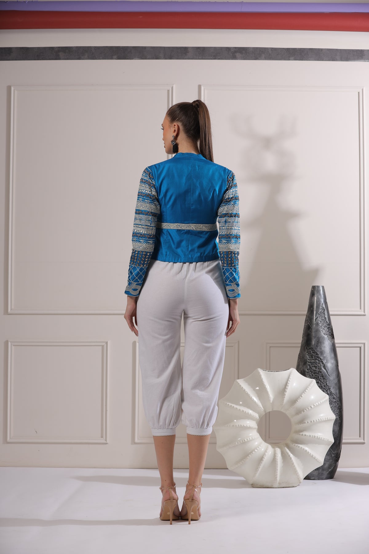Blue Embroided Blazer Set-   Z3