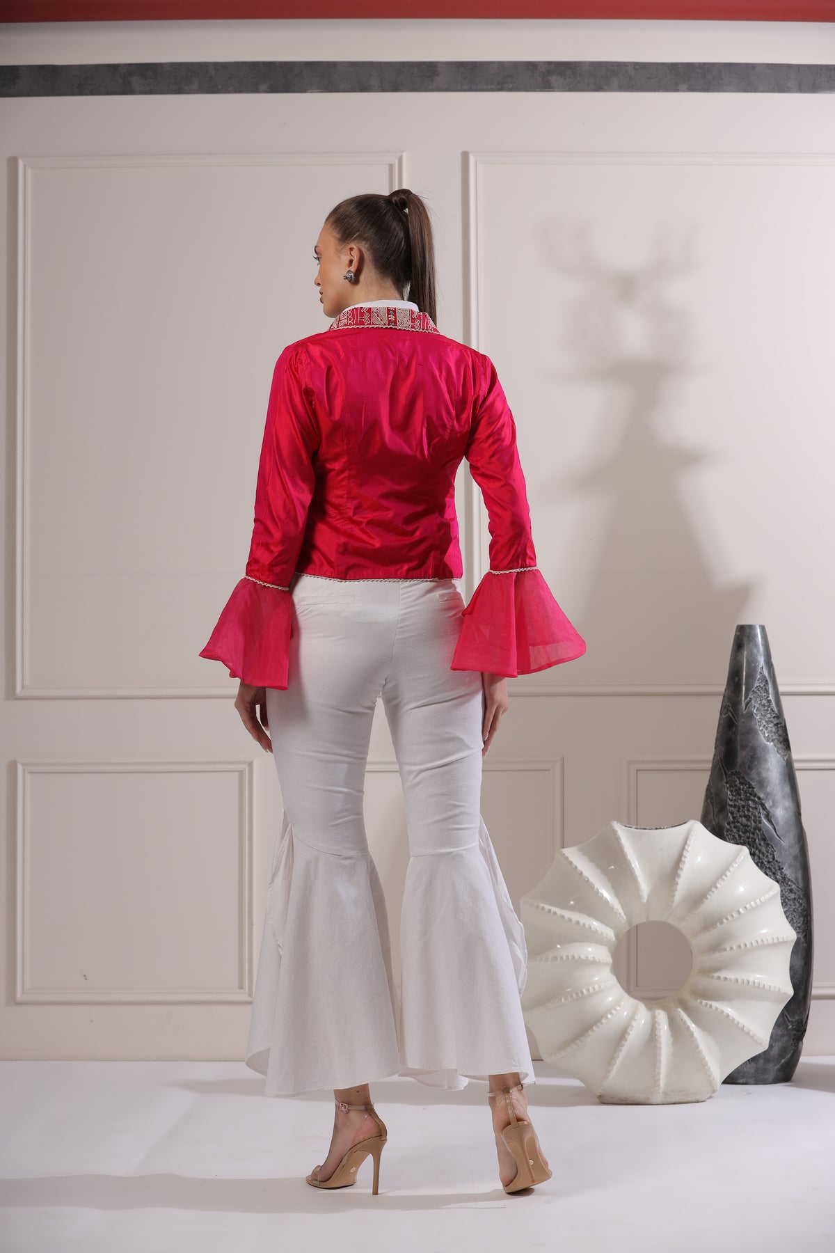 Zyana Pink Embroided Blazer Set-   Z1