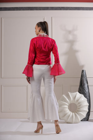 Zyana Pink Embroided Blazer Set-   Z1