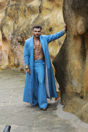 Men's denim Trench Coat with denim cargo pants-   DDM 94