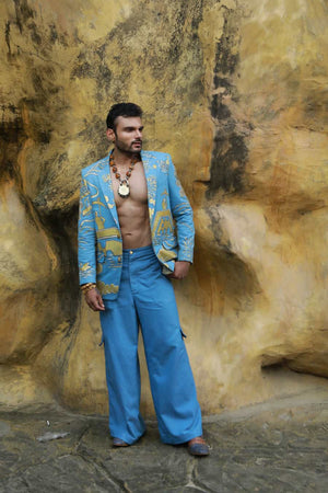 Men's denim Hand Painted blazer-   DDM 51