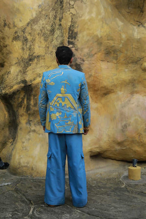Men's denim Hand Painted blazer-   DDM 51